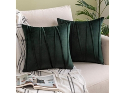 2026 funda de Almohada de Terciopelo Rayado Moderna 2 Unidades 45x45cm Verde Oscuro para Sofa Cama Auto