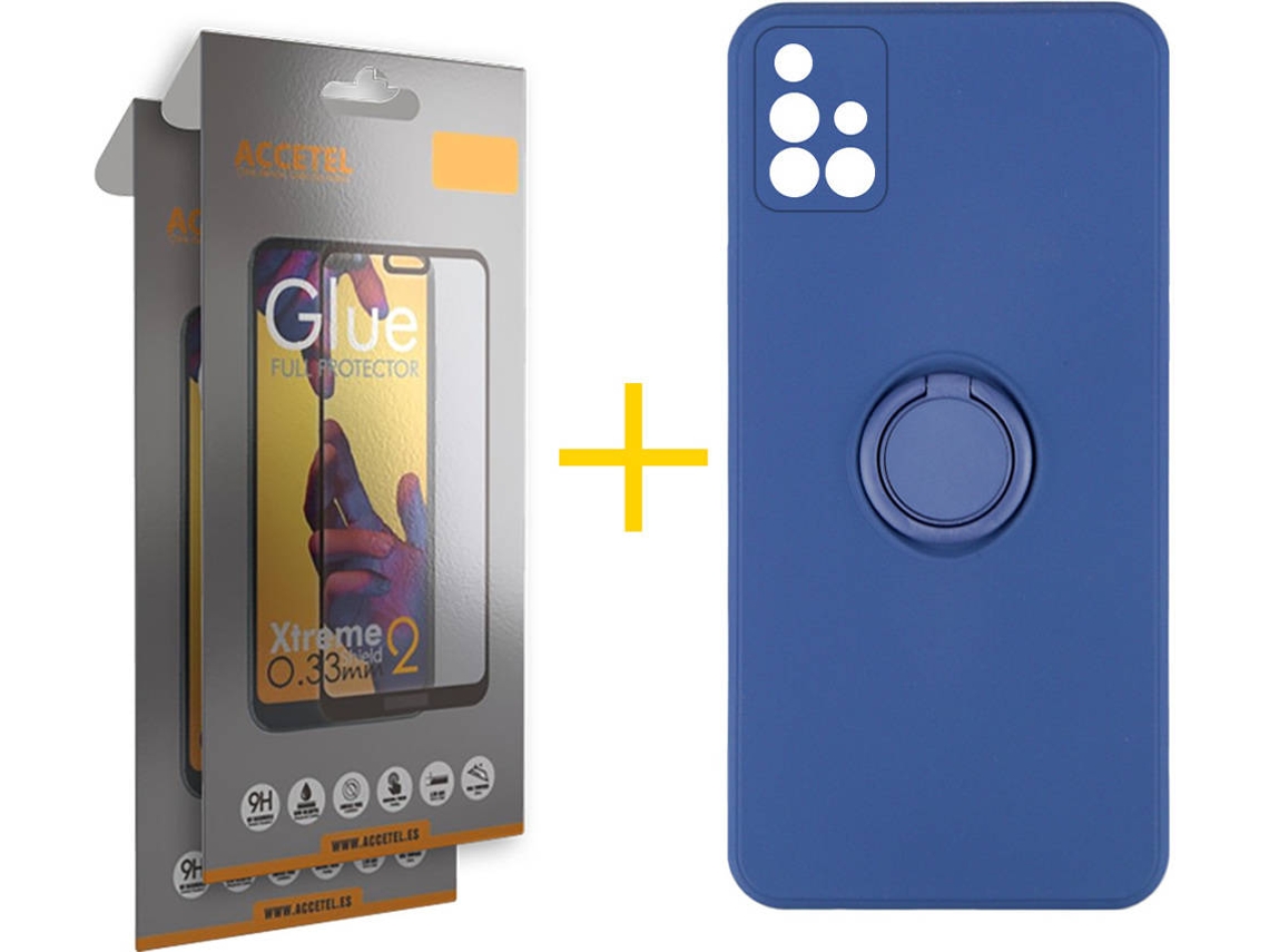 Capa + 2 Películas para Samsung Galaxy A71 ACCETEL Azul Escuro