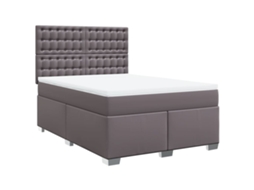 Cama com Molas Couro Artificial Cinzento MAISON EXCLUSIVE 140x200 cm