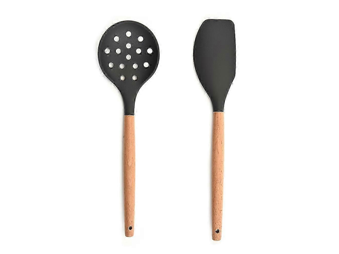 Jogo De 2 Utenslios De Cozinha De Silicone Para Bancada, 25 26 Polegadas, Com 2 Peas, Utenslios De Cozinha De Madeira. Nostalgia88