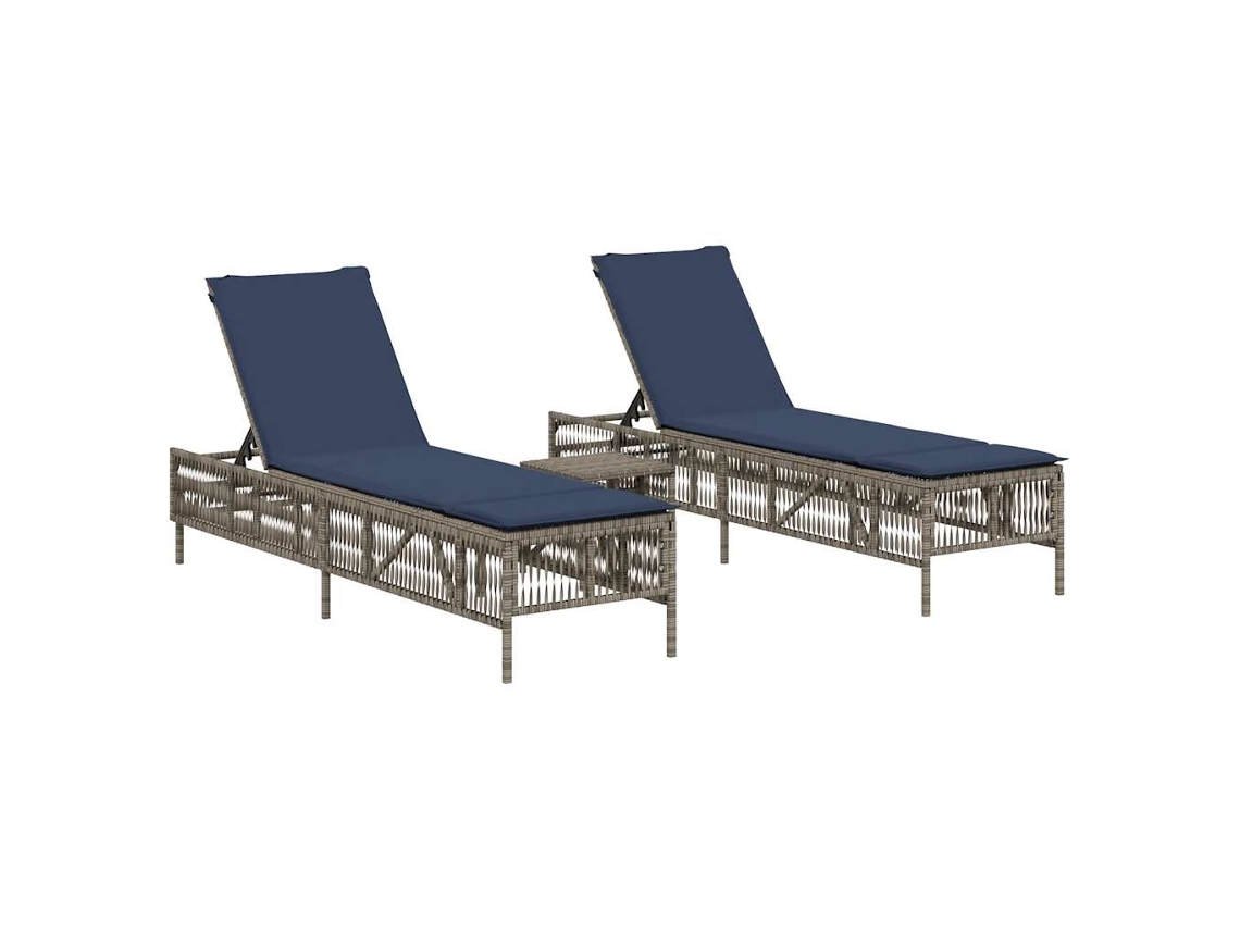 Espreguiçadeiras com Mesa em Rattan Sintético Cinza MAISON EXCLUSIVE (2 Peças)