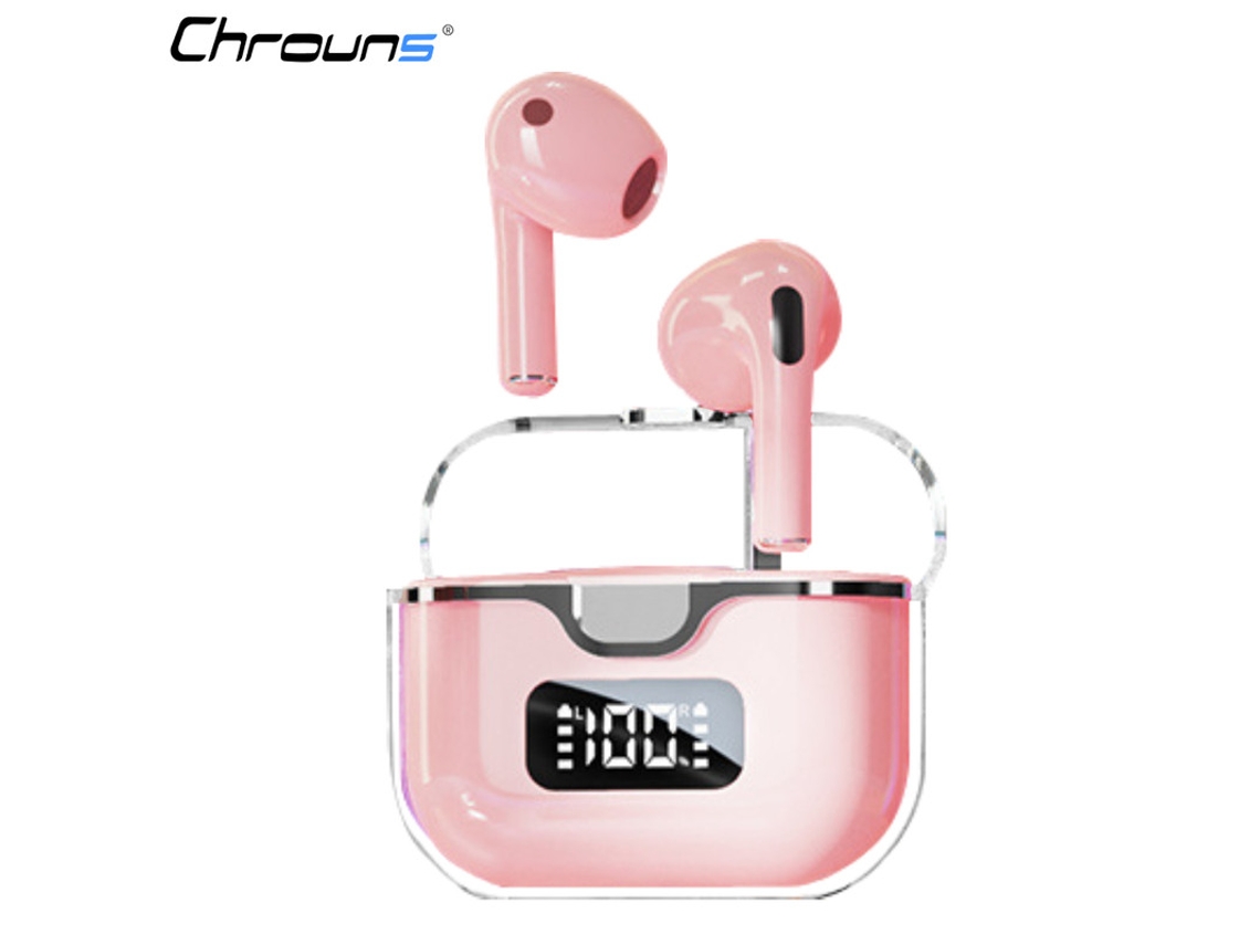 Fone De Ouvido Sem Fio Bluetooth, Chrons Bluetooth 5.2, Com Microfone Recarregável Rosa