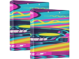 Caderno com Caveira Punk 3, 8cm 1-1 2 Polegadas, 3 Argolas com Bolsas, Pacote com 1 2 Unidades, Capa Dura