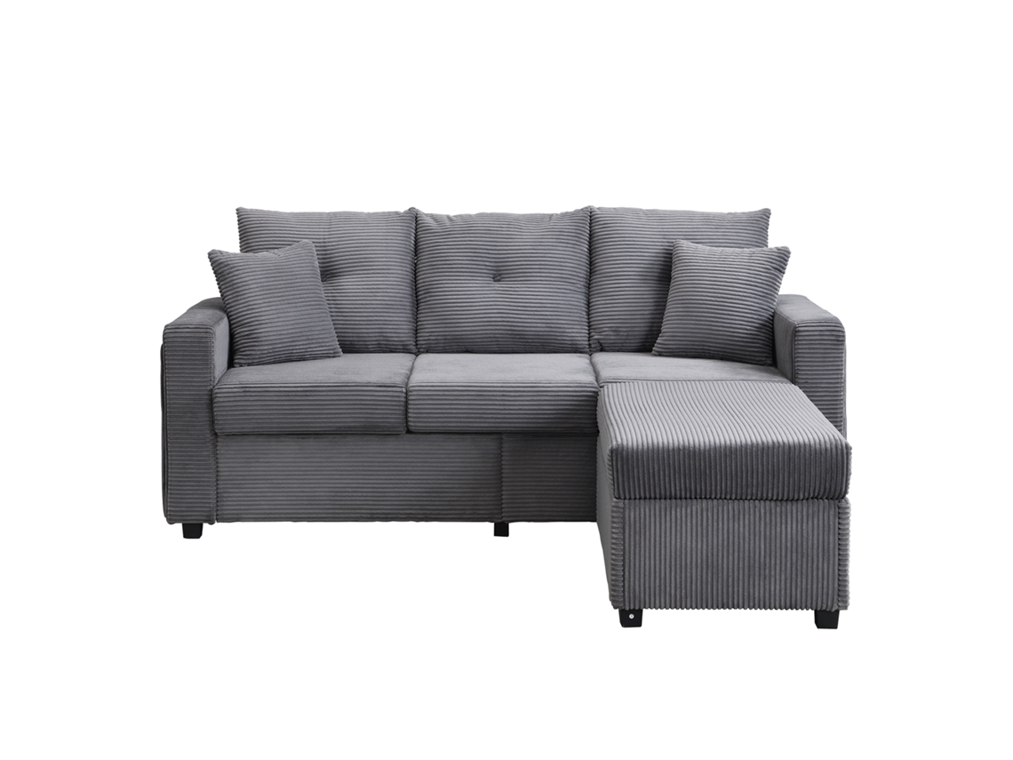 Sofá seccional moderno amarelo, L para 3 pessoas, sem montagem, chenille, com chaise, almofadas ORBITRA COMMERCE