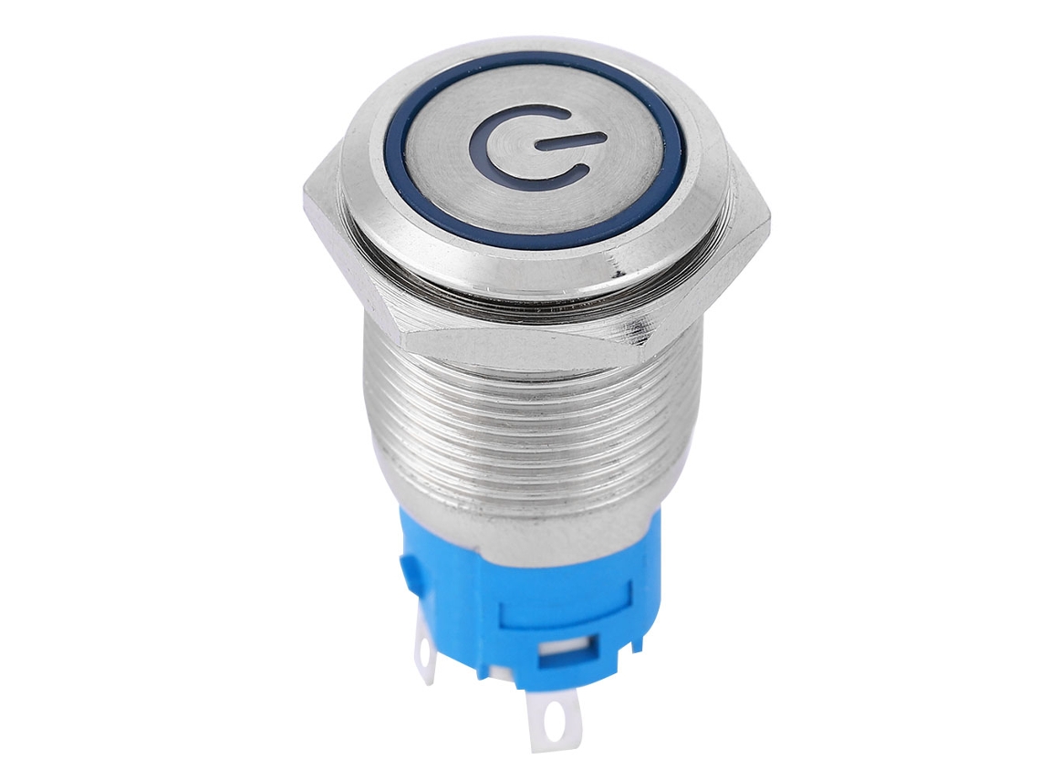 Botão Led Azul Auto reposição Símbolo Energia