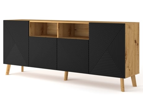 Cómoda AKL FURNITURE PRIVATE Luxi (Bege e Preto - Madeira engenheirada - 195x42x80 cm)