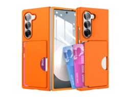 Capa Chrui Para Samsung Galaxy Z Fold 7, Proteção Completa Com Porta-cartões (compatível, Laranja)