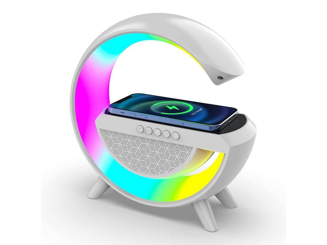 Coluna Bluetooth Portátil KLACK Luminária de Mesa e Carregador Sem Fio Estilo G