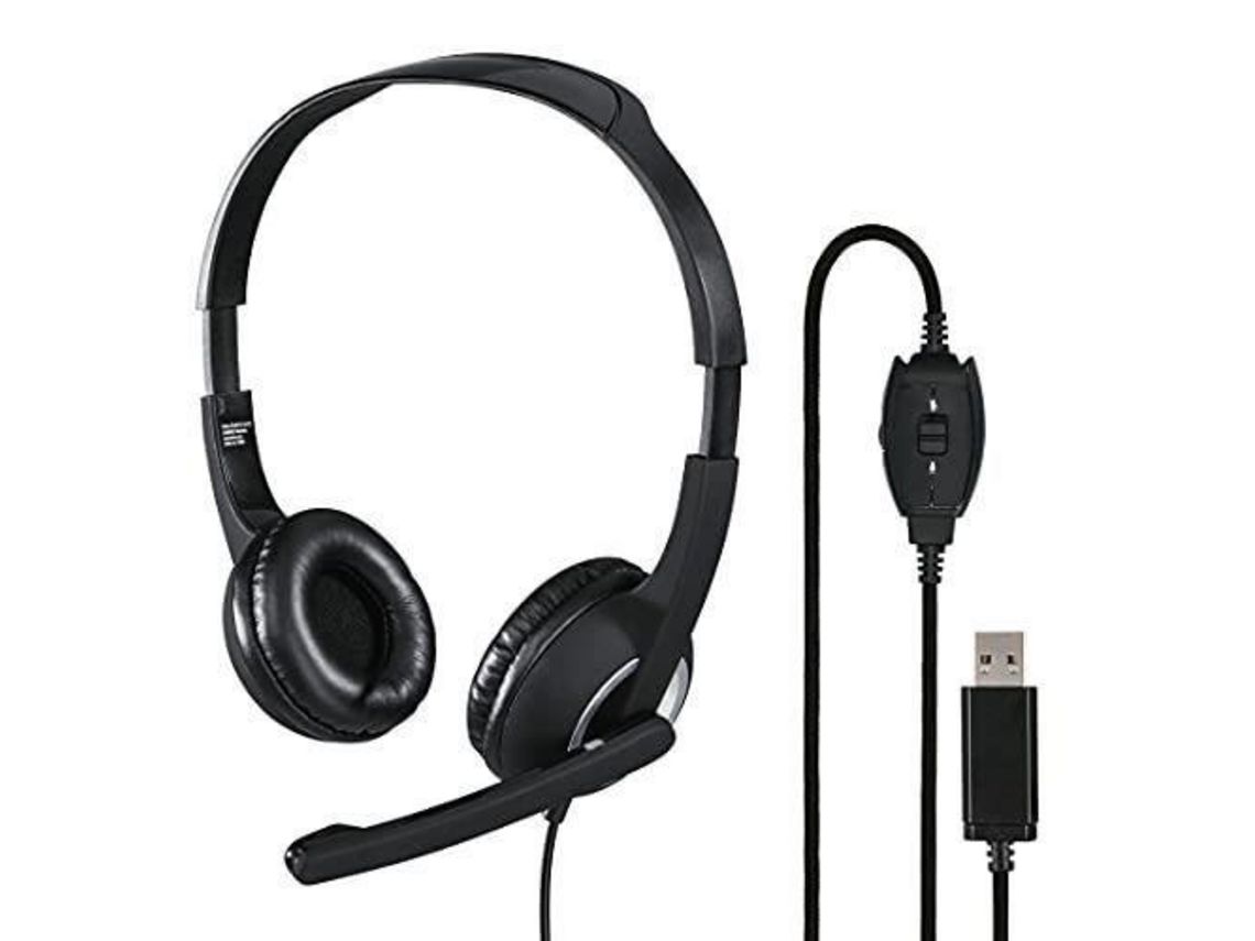 Auscultadores de Desktop para Pc ''Hs-Usb250'' Estéreo Preto HAMA 001399