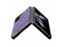 Capa para Samsung Galaxy Z Fold 5 5G Pele Sintética Anti-Riscos Roxo