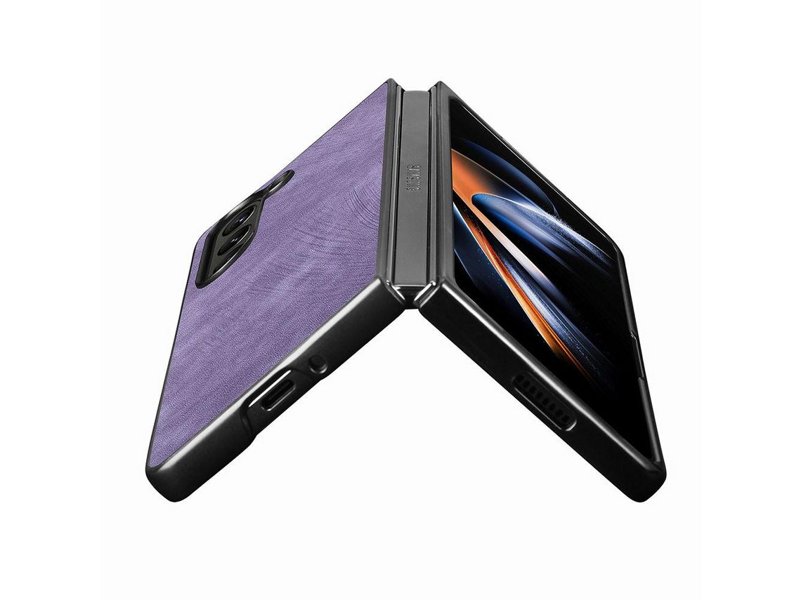 Capa para Samsung Galaxy Z Fold 5 5G Pele Sintética Anti-Riscos Roxo