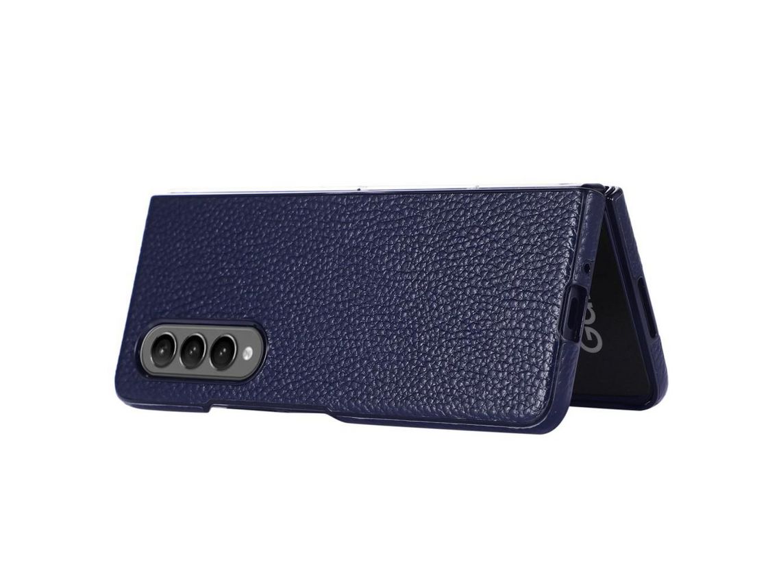 Capa para Samsung Galaxy Z Fold 3 5G Pele Sintética Anti-Riscos Azul