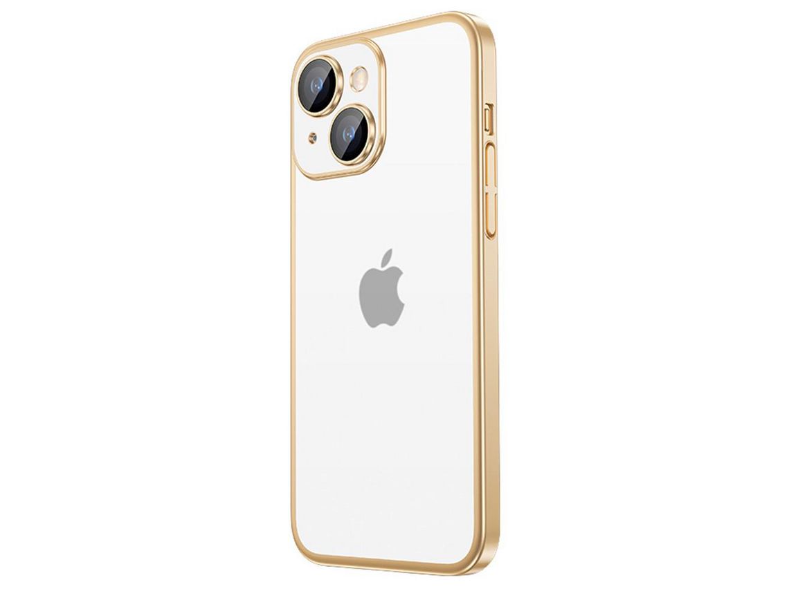 Lente para Telefone Fosco para iPhone 14 Pele Sintética Dourado