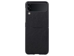 Capa para Samsung Galaxy Z Flip 3 5G Pele Sintética Anti-Choque Preto