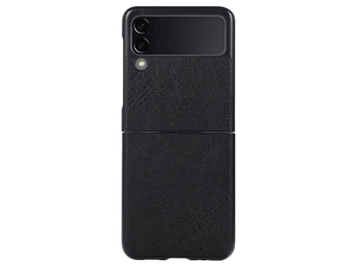 Capa para Samsung Galaxy Z Flip 3 5G Pele Sintética Anti-Choque Preto