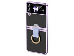 Capa para Samsung Galaxy Z Flip 4 5G Pele Sintética Roxo