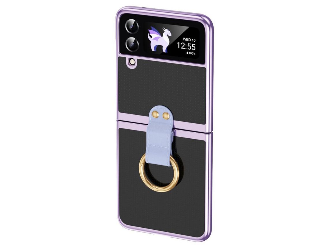 Capa para Samsung Galaxy Z Flip 4 5G Pele Sintética Roxo