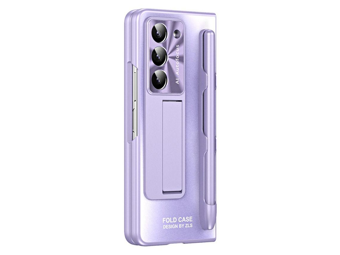 Capa para Samsung Galaxy Z Fold 5 5G Pele Sintética Roxo