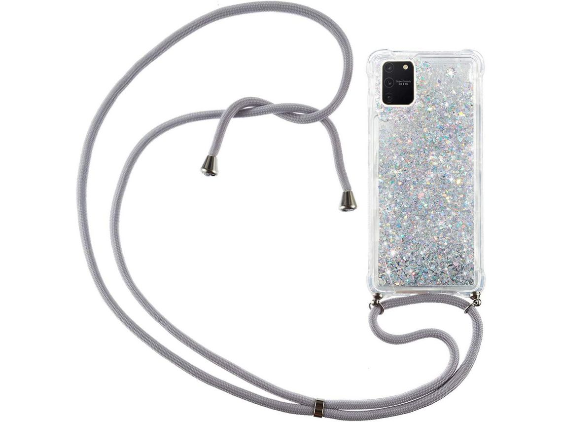 Correia Colar Lite Líquido Brilhante para Samsung Galaxy A91/S10 HONGWE. Transparente
