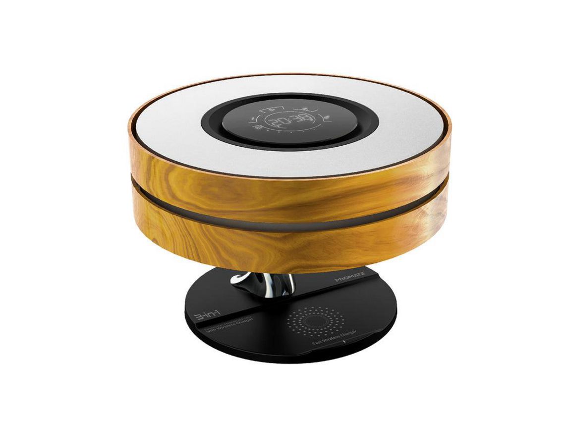 Luminária de Mesa Inteligente PROMATE Mirth Relógio Digital Carregador Sem Fio 10 W Alto-Falante Bluetooth Relógio Digital