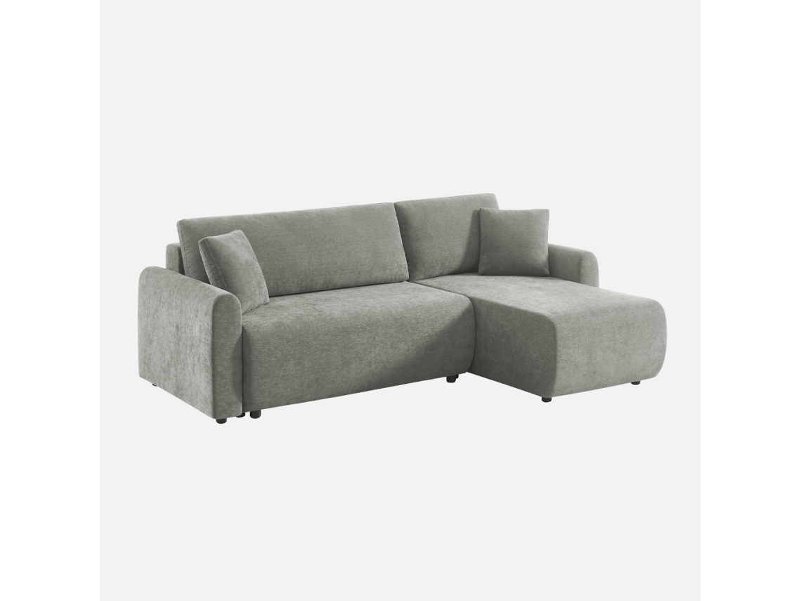 Sofá-cama De Canto Reversível Com Arrumação, 3 Lugares, Cinza