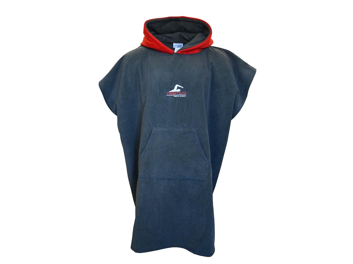 Poncho De Natação Infantil Swimtech Em Microfibra Cinza/vermelho Poncho De Natação Para Crianças