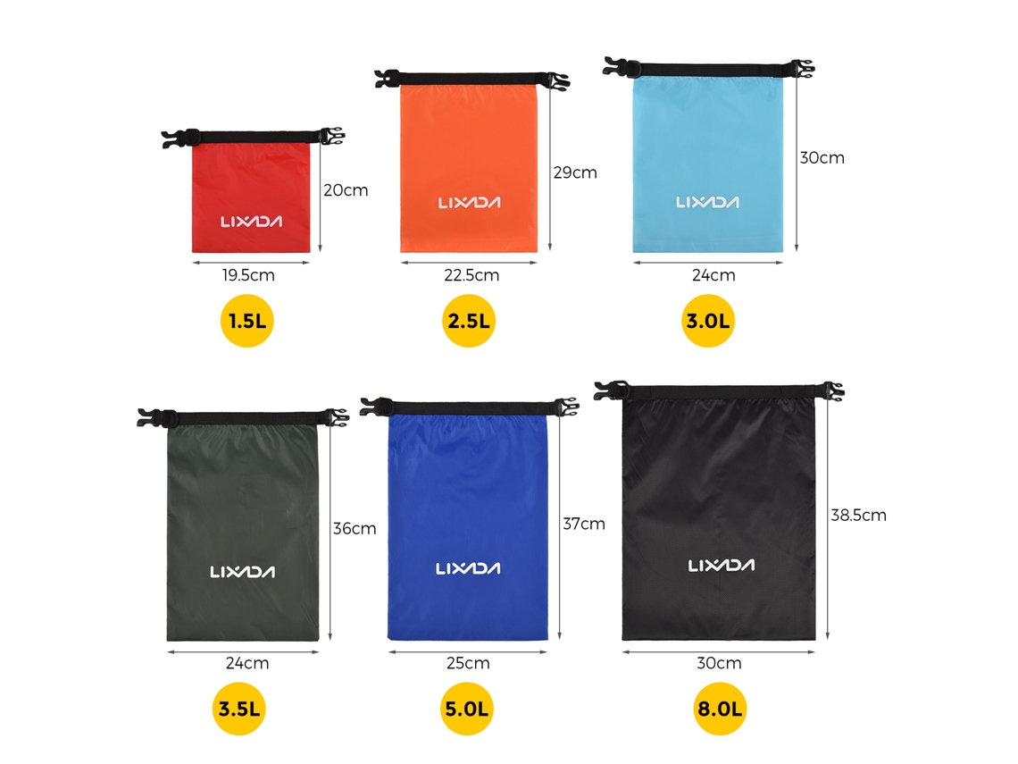 Mali lixada 6 Sacolas Secas Impermeáveis para Drifting Kayak Canoagem Praia Armazenamento Outdoor