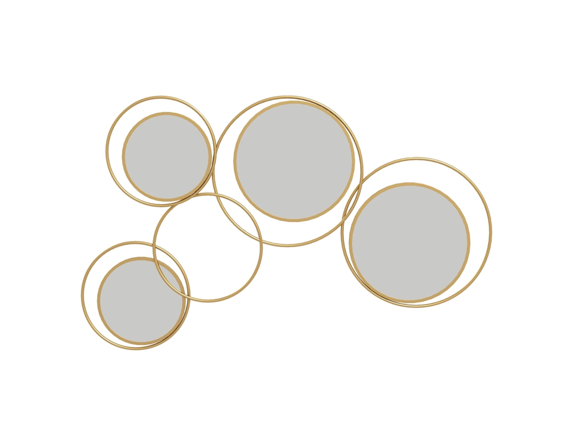 Decoração De Parede, Espelhos Redondos, Design Moderno, Ouro, 110x68x2 Cm