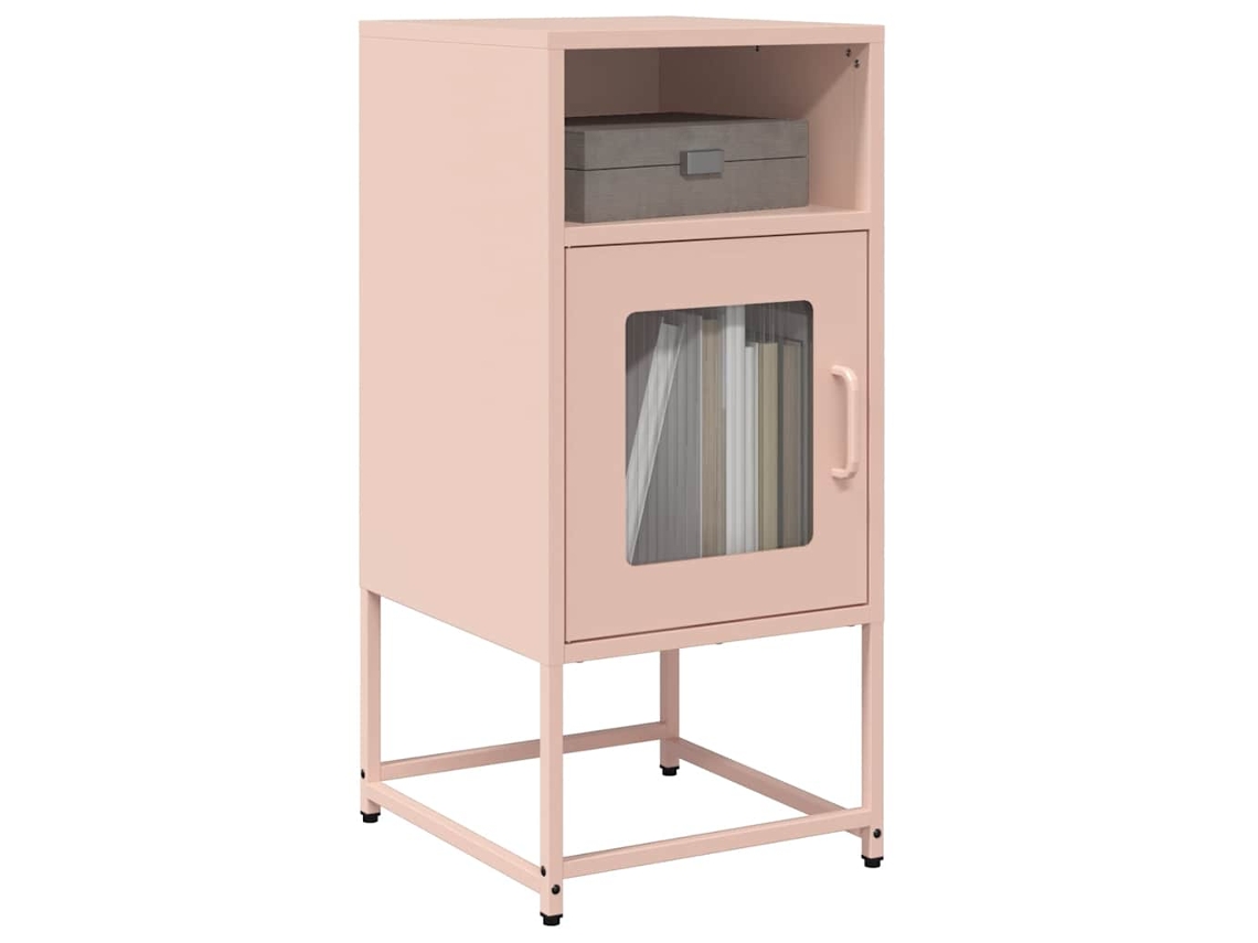 Vidaxl Mesa De Cabeceira 36x39x78 Cm Aço Laminado A Frio Rosa