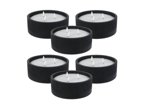 WELL HOME - Pacote de 6 velas LED redondas pretas