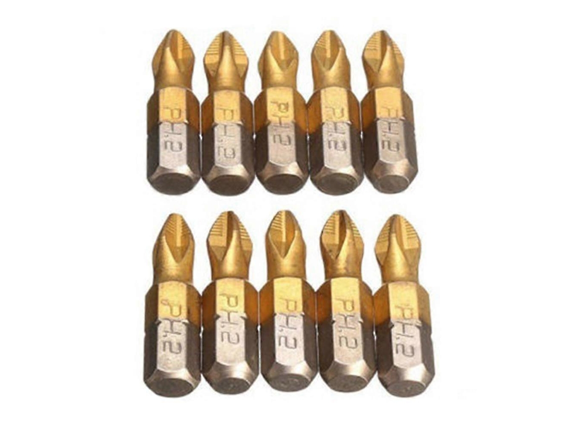 10 Peças Pontas De Parafusadeira Com Vara Hexagonal Antiaderente De Aço Ligado Com Camada De Titânio De 25mm Ph2 Xwh Hjkjyx