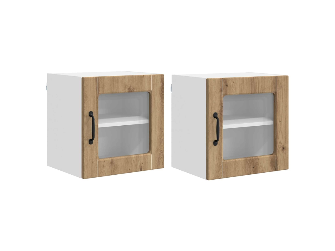 Conjunto de 2 armários de cozinha artesanais em carvalho com dimensões de 40x31x40 cm, EXCLUSIVO DA MAISON.