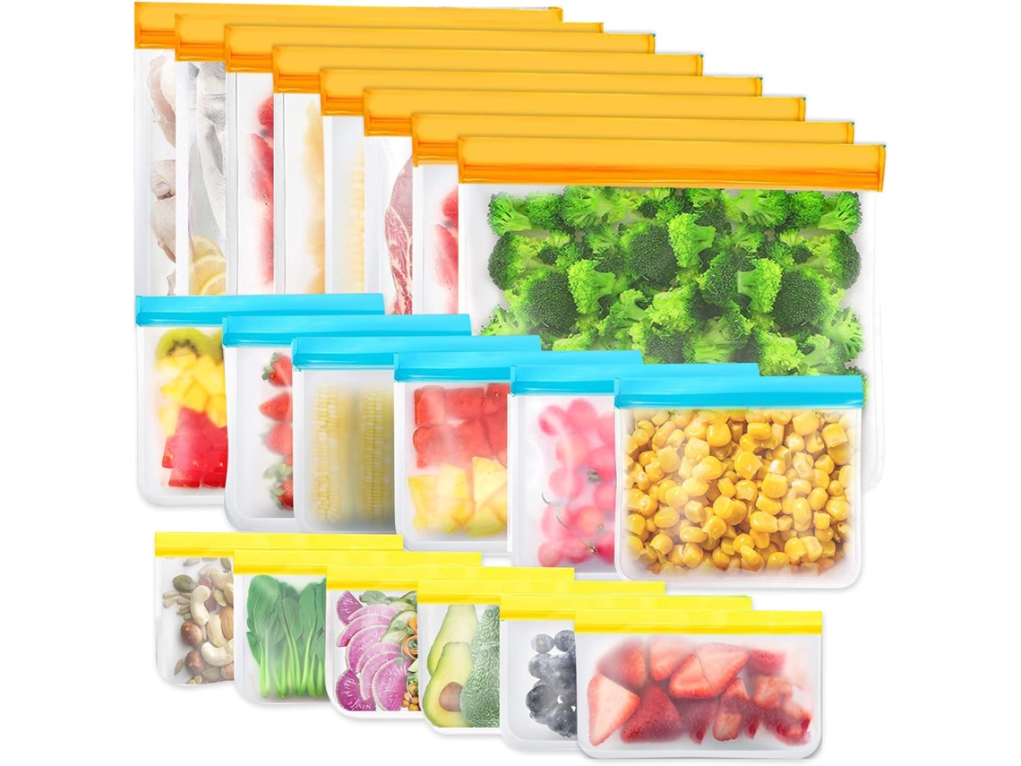 20 Sacos De Armazenamento Reutilizáveis, Congelador Sem Bpa, Sanduíche, Livre