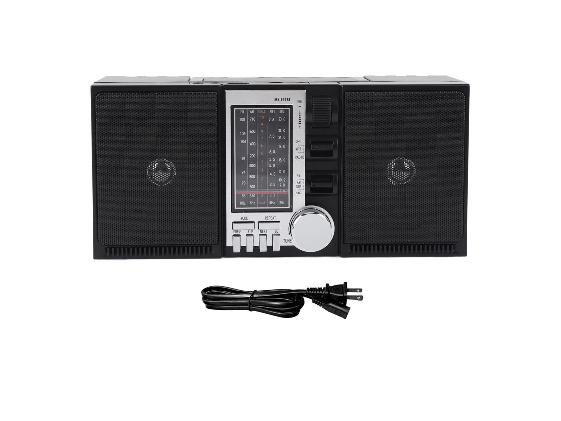 Radio Portátil AM/FM/SW con Bluetooth, altavoz estéreo, batería recargable 2400 mAh | MARCA
