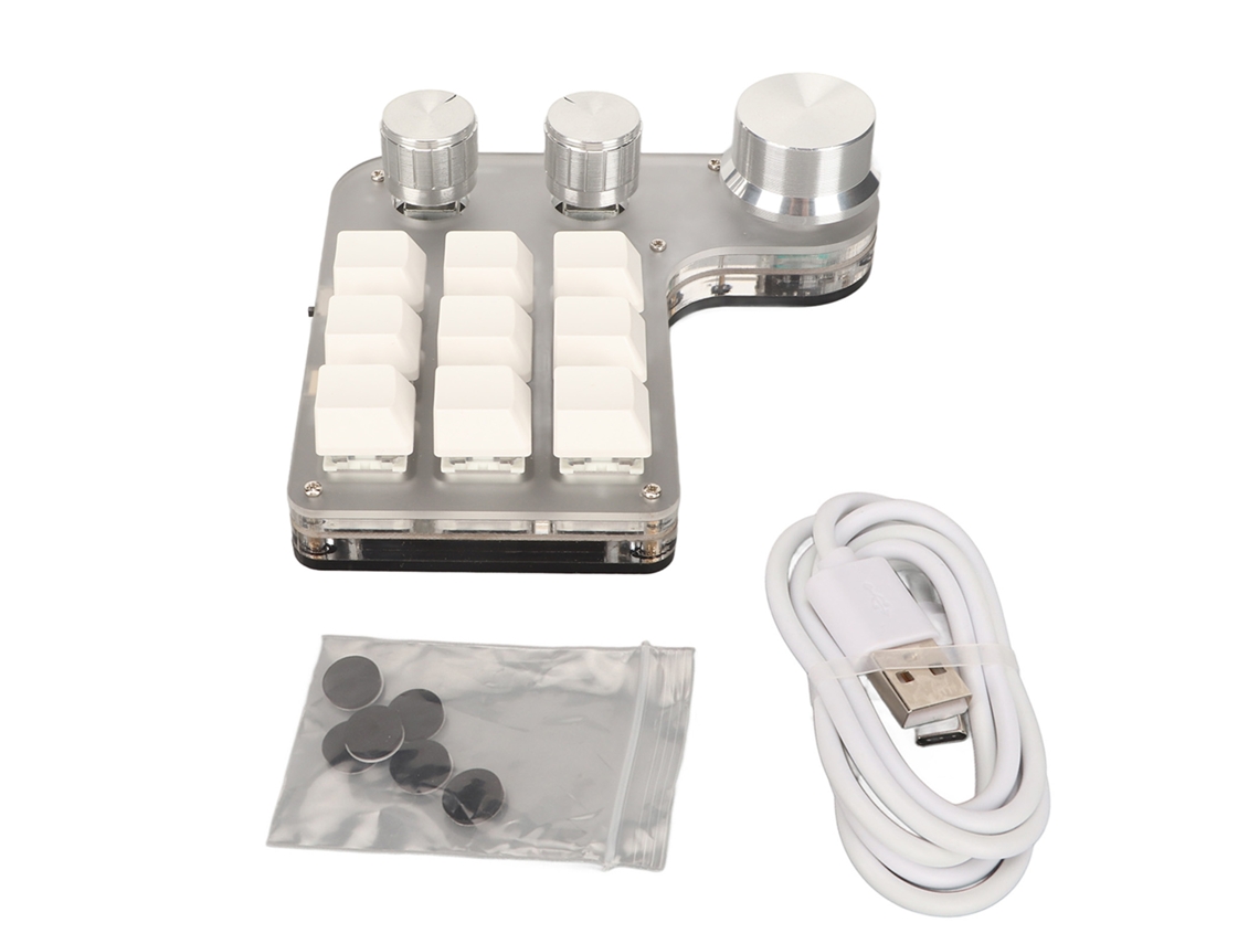 Aetheria teclado Mecânico Diy Programável com Rgb 9 Teclas 3 Botões Rotativos Usb Bluetooth Branco