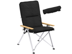 Cadeira de camping dobrável, encosto alto, almofada removível, bolsa de transporte, 59x67x96 cm, preto | S/MARCA