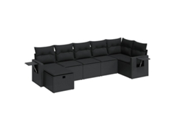 Conjunto de 7 Sofás para Jardim com Almofadões Vime Pe Preto MAISON EXCLUSIVE (N/A)