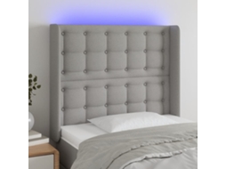 Vidaxl Cabeceira Cama C/ Luzes Led Tecido 83x16x118/128 Cm Cinza-claro
