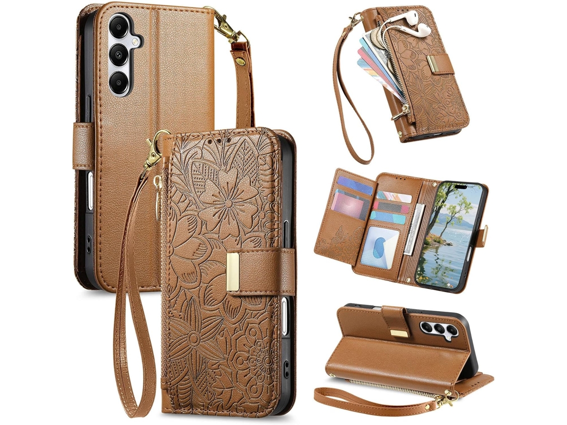 Capa Tipo Carteira Em Couro Pu Para Samsung Galaxy A37/a36 5g De 6,7 Polegadas - Marrom