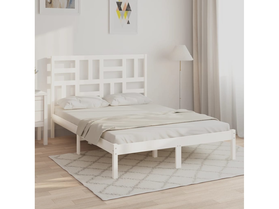 Vidaxl Estrutura De Cama 160x200 Cm Madeira Maciça Branco