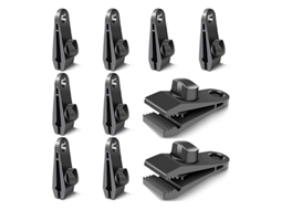 Conjunto de 10 Presilhas para Lona, Ganchos Resistentes Ao Vento Barraca Camping Pretas 8*3*2,5cm AQUAFORGE