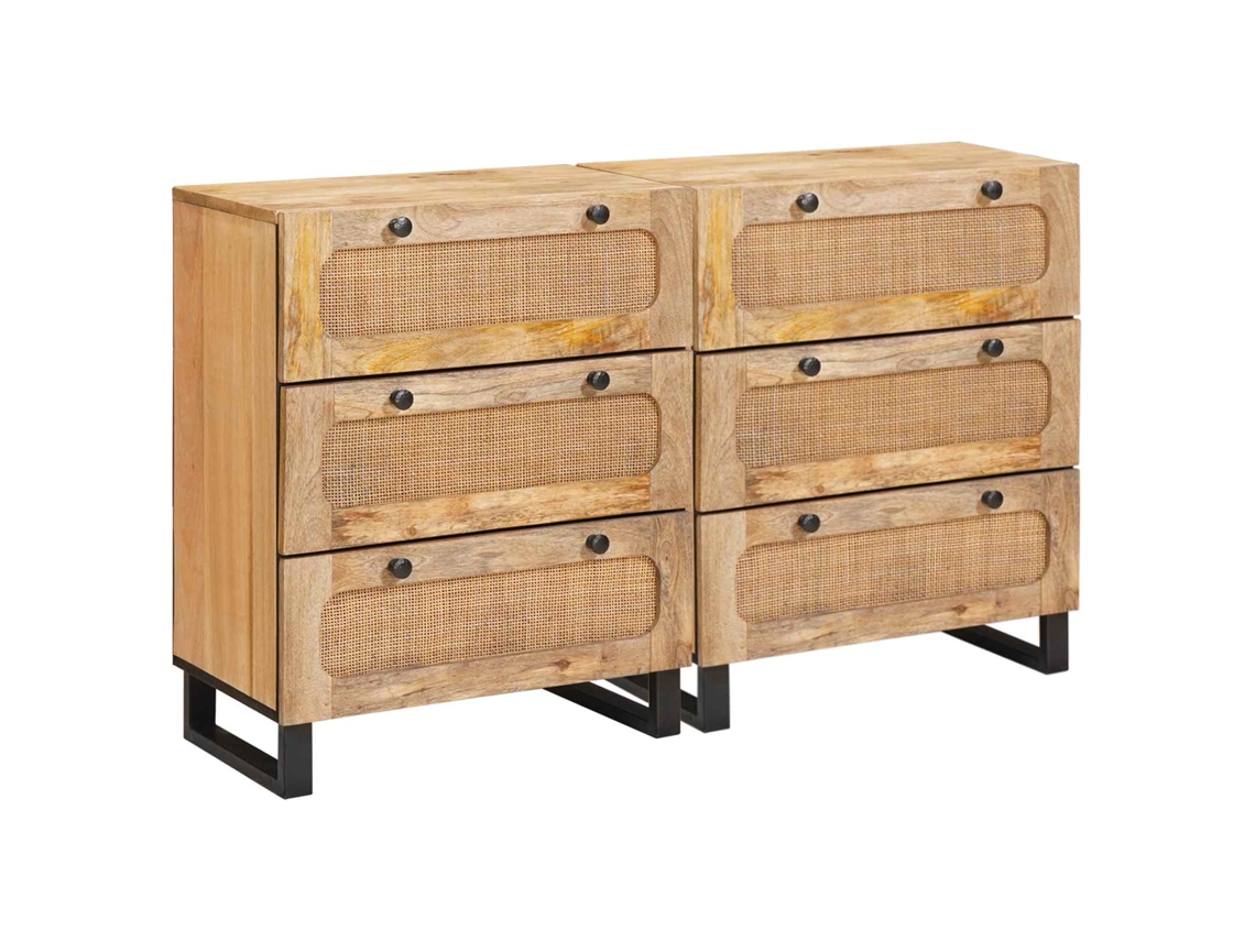 Vidaxl Buffet 2 Unid. 60 X 33 X 75 Cm Madeira De Manga Maciça Castanho