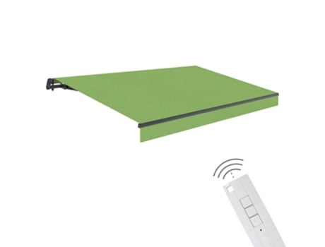 Toldo Motorizado Exterior 3x2,5 Green Enrolamento Com Controle Remoto Lona Acrílica Proteção Solar Uv Semicofre De Alumínio Manivela Wasabi