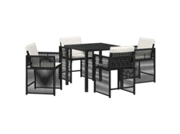Conjunto de Jantar para Jardim 5 Pcs - Móveis de Jardim para Refeição Preto Vime Pe HARLANV1