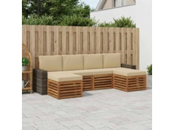 Vidaxl Conjuntos De Sofás Com Almofada 6 Pcs Natural E Bege