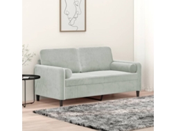 Vidaxl Sofá 2 Lugares + Almofadas Decorativas 140cm Veludo Cinza-claro