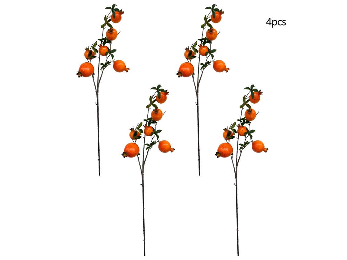 Laxiscreed Pack De 4 Frutos Artificiais De Romã, Verde, Laranja E Amarelo Para Decoração De Armazém