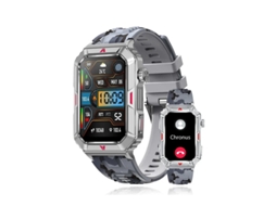 Smartwatch Bestvite Cf26 Para Homens 1.57 Fitness Monitor Com Ecrã Quadrado Para Android Ios Cinzento Camuflagem