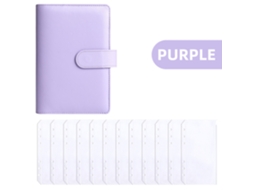 A6 Pu Leather Creative Macaron Budget Planner Cash Envelope System With 12-zipper Pouches, Light Purple Cover