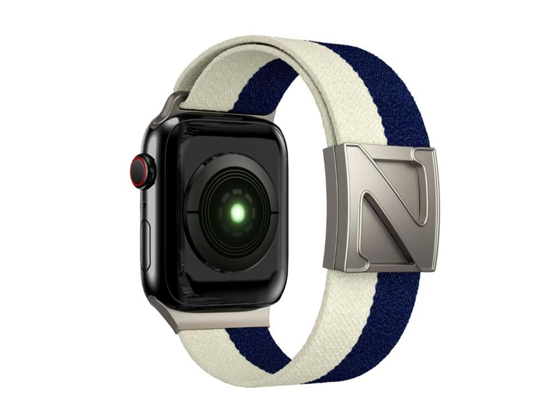Bracelete Para Apple Watch 42/41/40/38mm - Nylon Bicolor Com Fecho Magnético Em Formato Z Azul Claro
